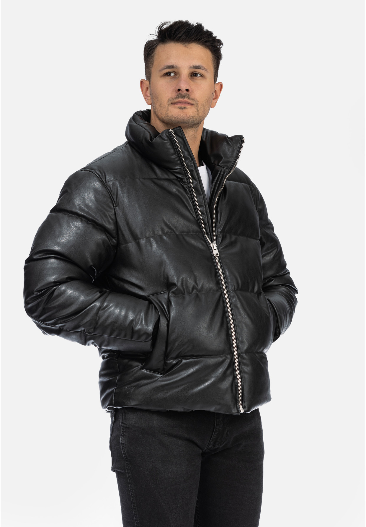 Kurtka Męska Puchowa Pikowana Zimowa Bez Kaptura Czarna ZARA 8281/313/800