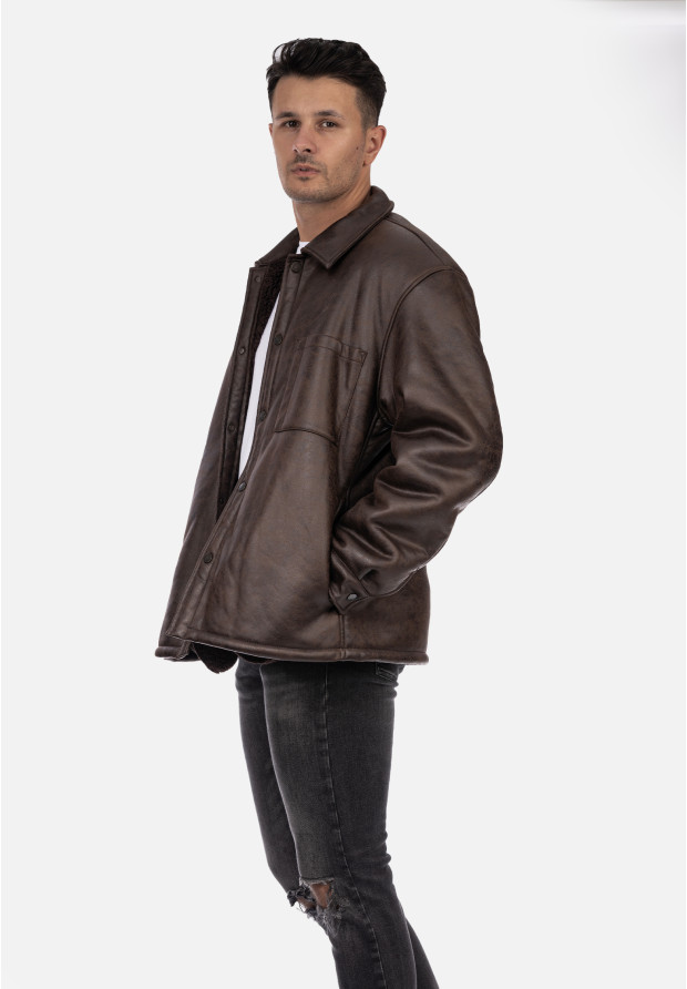 Kurtka Męska Overshirt Ocieplana Przejściowa Brązowa ZARA 0993/407/700
