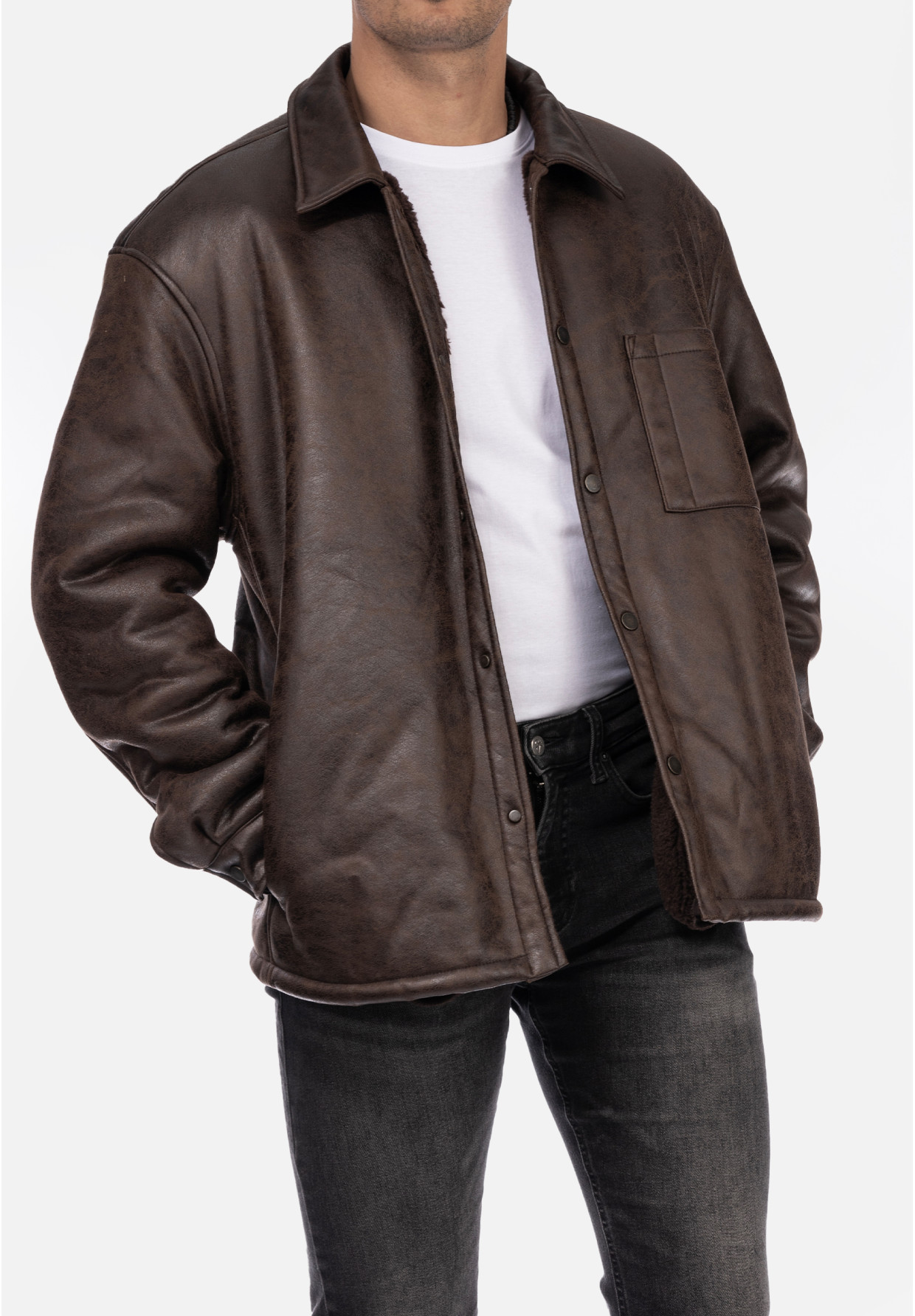 Kurtka Męska Overshirt Ocieplana Przejściowa Brązowa ZARA 0993/407/700