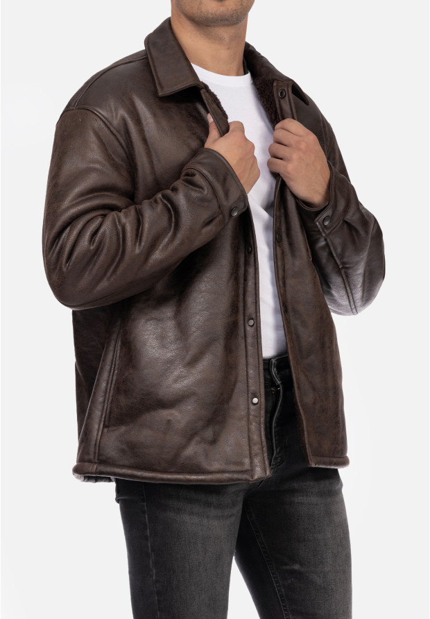 Kurtka Męska Overshirt Ocieplana Przejściowa Brązowa ZARA 0993/407/700