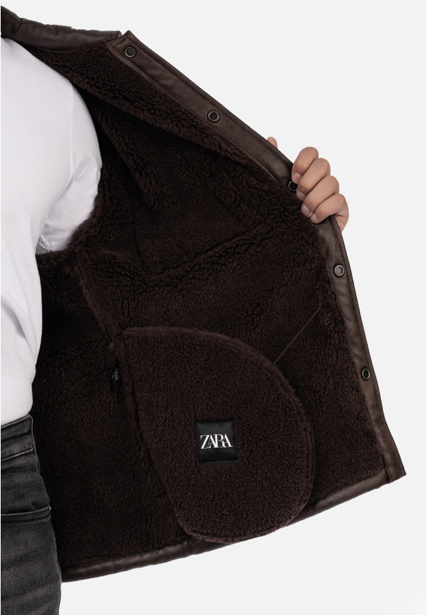 Kurtka Męska Overshirt Ocieplana Przejściowa Brązowa ZARA 0993/407/700
