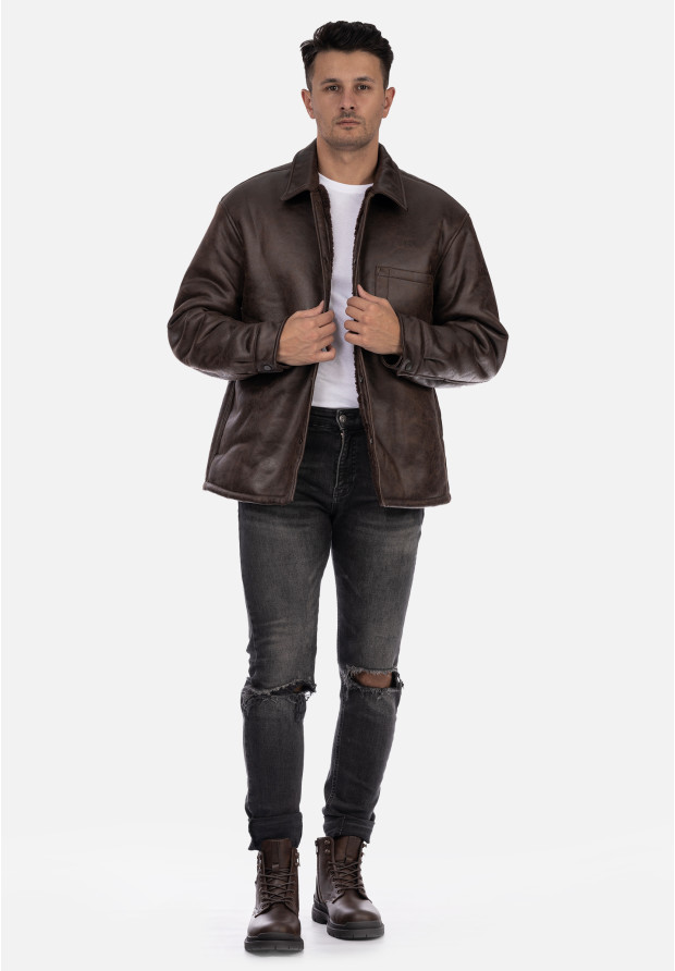Kurtka Męska Overshirt Ocieplana Przejściowa Brązowa ZARA 0993/407/700