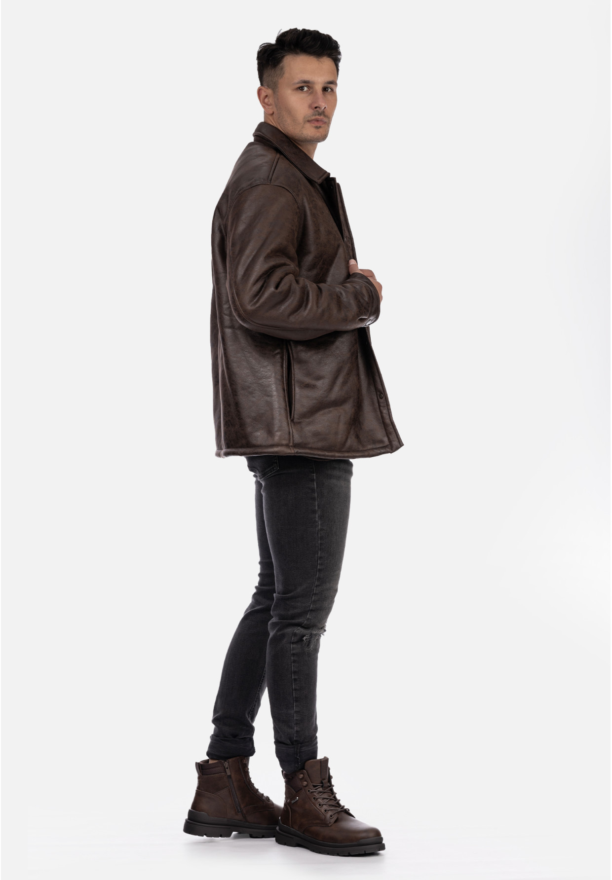 Kurtka Męska Overshirt Ocieplana Przejściowa Brązowa ZARA 0993/407/700