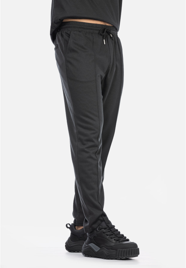 Komplet Męski Bluzka Longsleeve Spodnie Materiałowe Czarny Frilivin BM2055