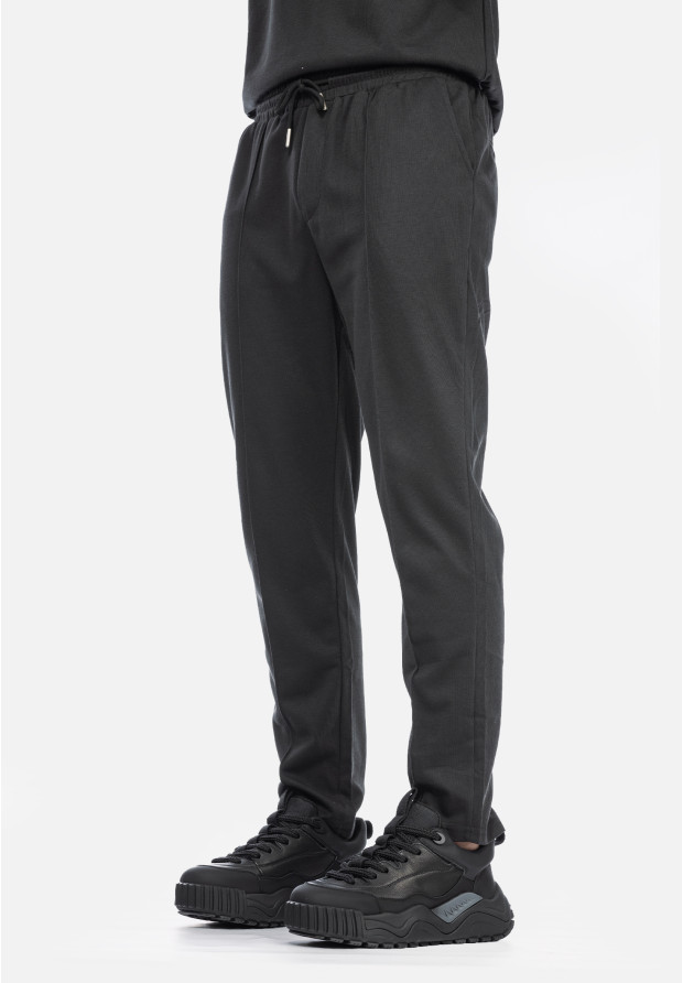 Komplet Męski Bluzka Longsleeve Spodnie Materiałowe Czarny Frilivin BM2055