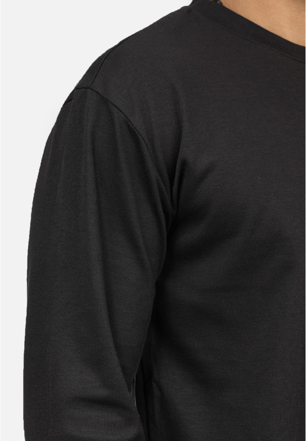 Komplet Męski Bluzka Longsleeve Spodnie Materiałowe Czarny Frilivin BM2055
