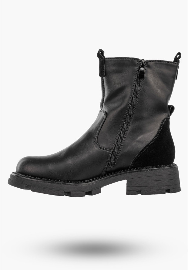 Botki Damskie Buty Ocieplane Zimowe Ekoskóra Zamsz Czarne Potocki 24-96302BK