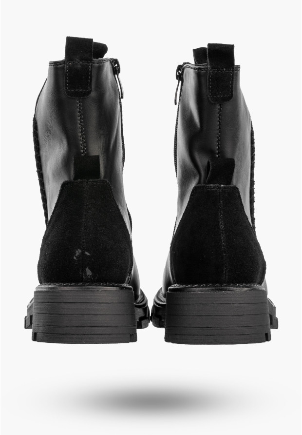 Botki Damskie Buty Ocieplane Zimowe Ekoskóra Zamsz Czarne Potocki 24-96302BK