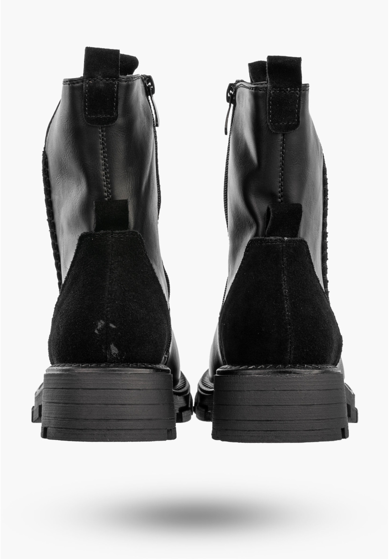 Botki Damskie Buty Ocieplane Zimowe Ekoskóra Zamsz Czarne Potocki 24-96302BK