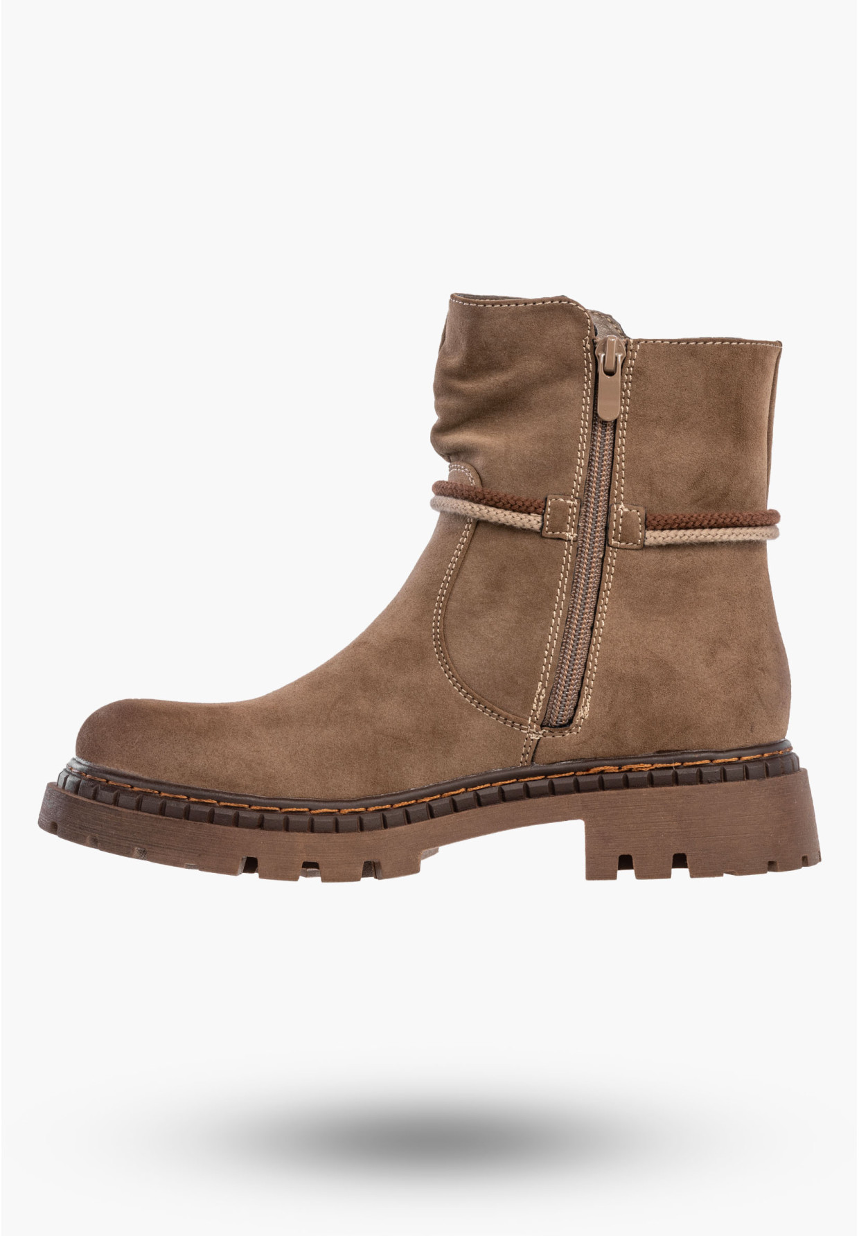 Botki Damskie Ekoskóra Buty Ocieplane Na Zimę Beżowe Potocki 24-54305BG
