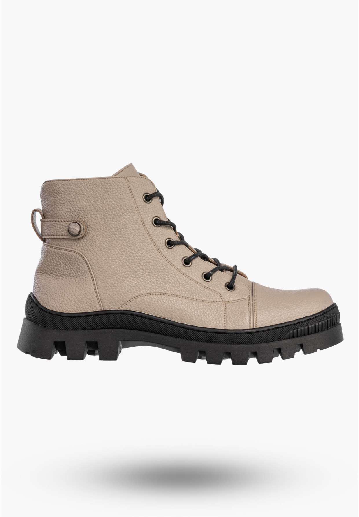 Trapery Damskie Ekoskóra Buty Ocieplane Trzewiki Zimowe Khaki Lico Potocki 24-12168KHPU