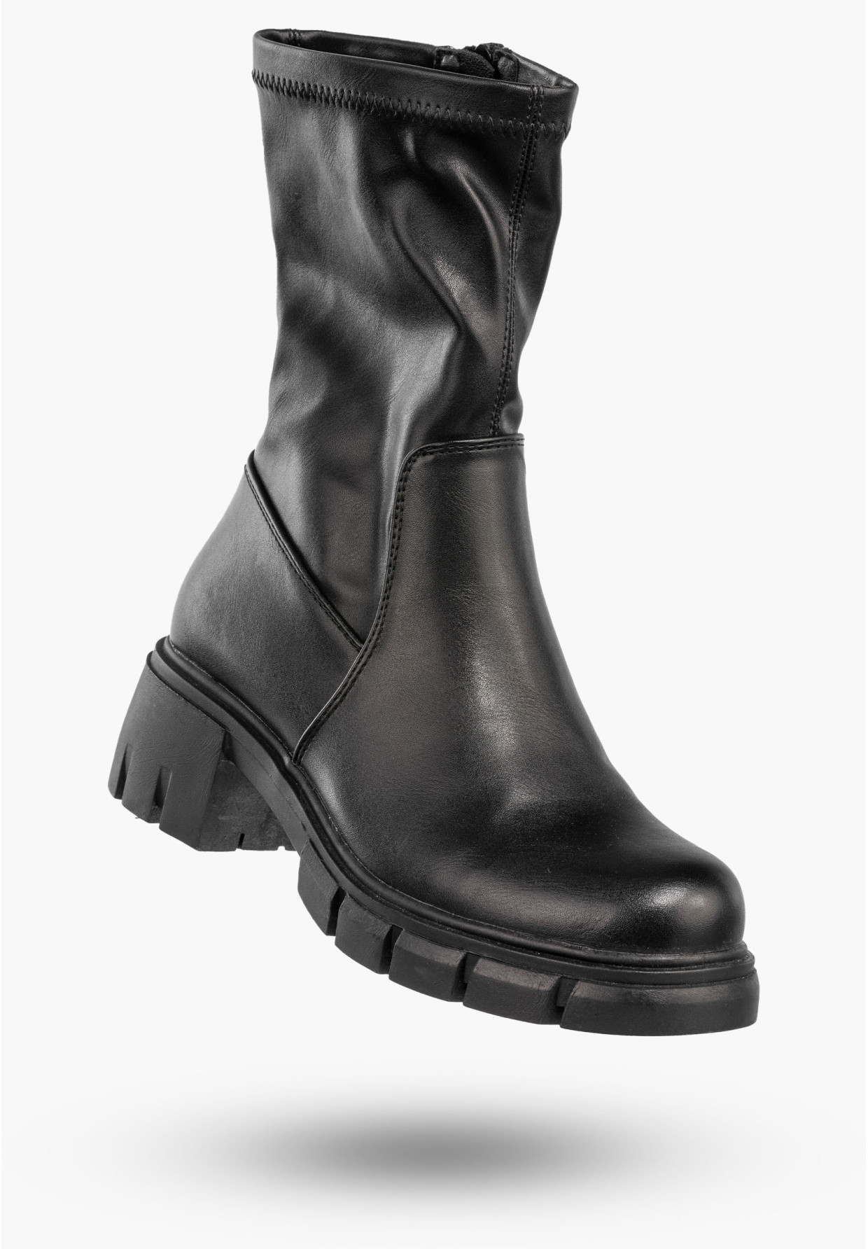 Botki Damskie Ekoskóra Buty Ocieplane Klasyczne Zimowe Modne Czarne Potocki 24-11308BK
