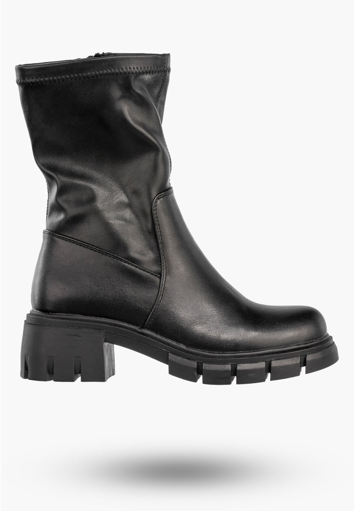 Botki Damskie Ekoskóra Buty Ocieplane Klasyczne Zimowe Modne Czarne Potocki 24-11308BK