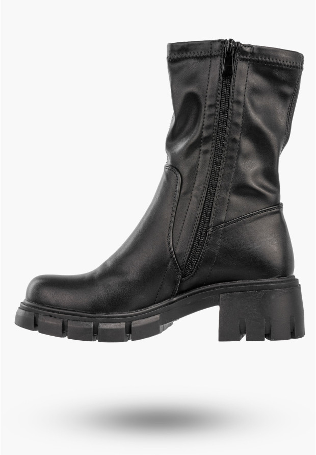 Botki Damskie Ekoskóra Buty Ocieplane Klasyczne Zimowe Modne Czarne Potocki 24-11308BK