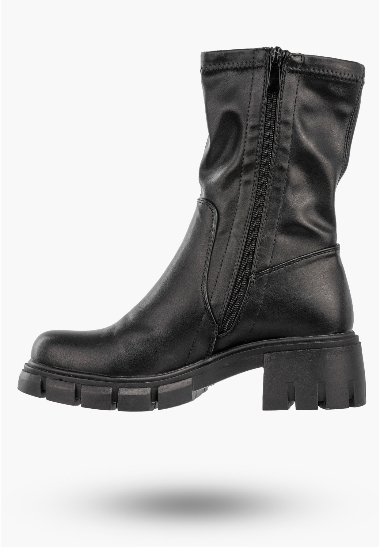 Botki Damskie Ekoskóra Buty Ocieplane Klasyczne Zimowe Modne Czarne Potocki 24-11308BK