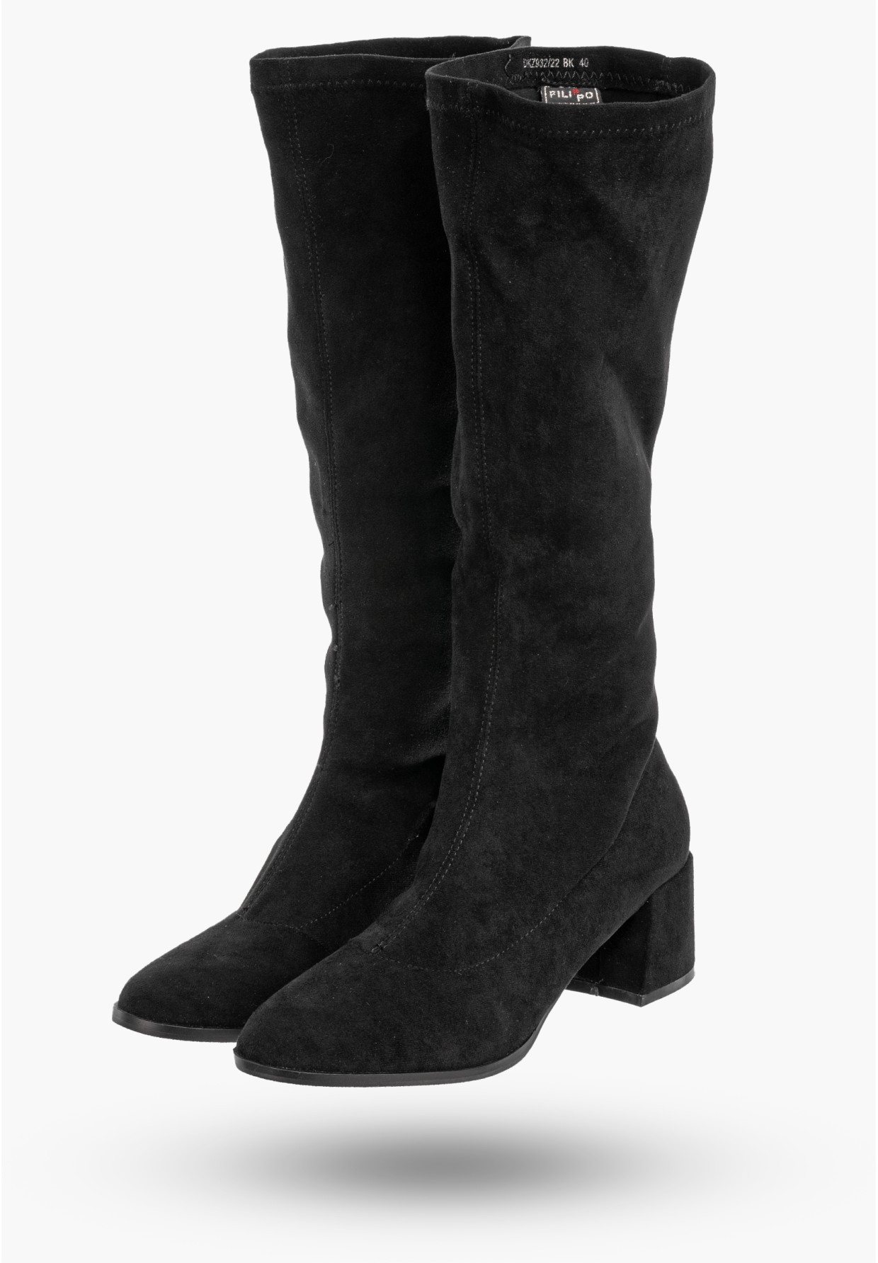 Kozaki Damskie Przed Kolano Buty Długie Zimowe Na Obcasie Czarne Filippo DKZ932/22BK