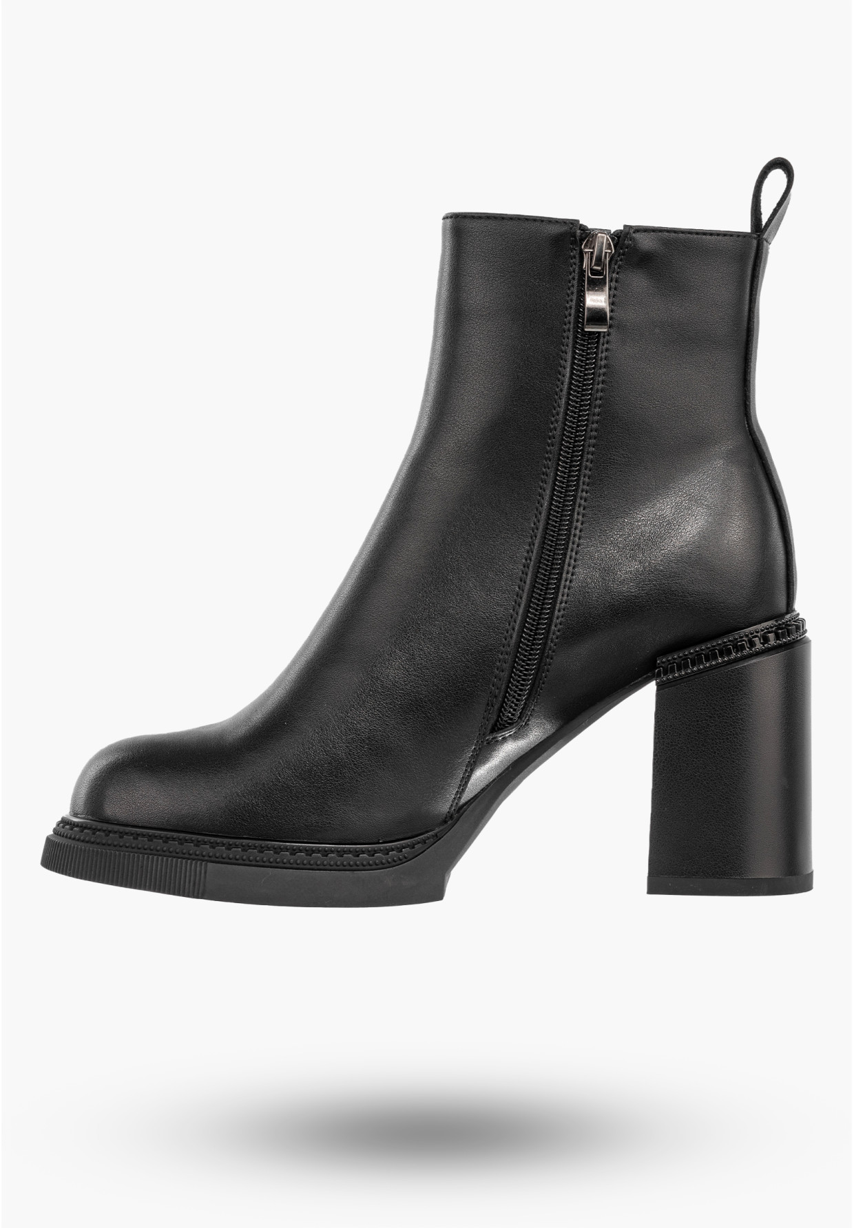 Botki Damskie Skórzane Buty Na Słupku Zimowe Ocieplane Czarne Filippo DBT6641/24BK