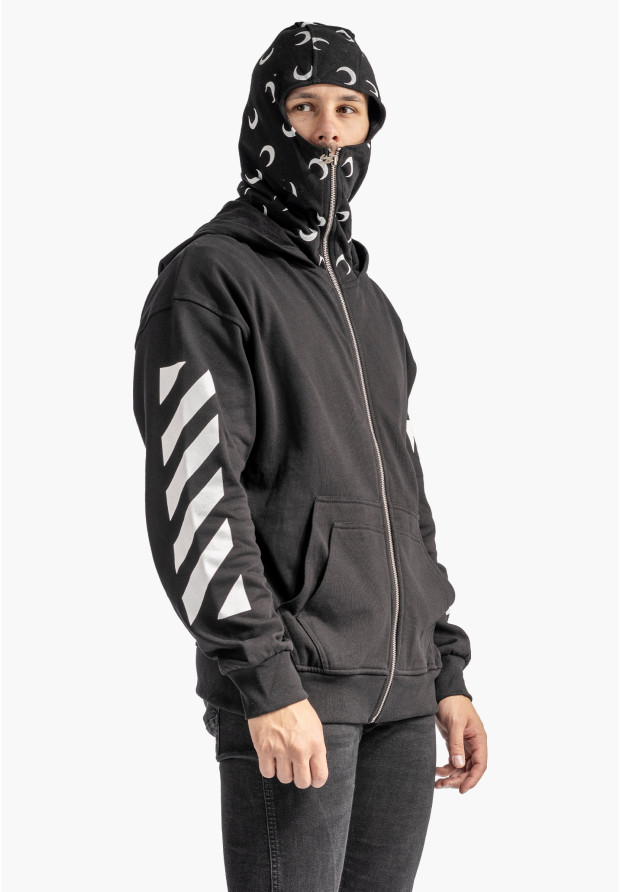 Bluza Rozpinana Męska Z Kapturem i Kominiarką Czarna Plus Eighteen FR-7602
