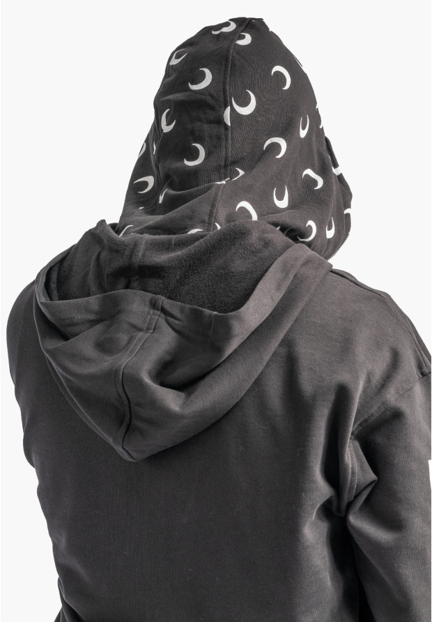 Bluza Rozpinana Męska Z Kapturem i Kominiarką Czarna Plus Eighteen FR-7602