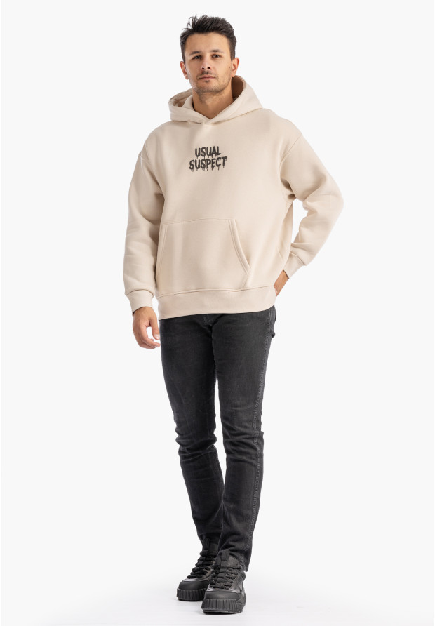 Bluza Męska Z Kapturem Mickey Mouse Casual Streetwear Beżowa 2512