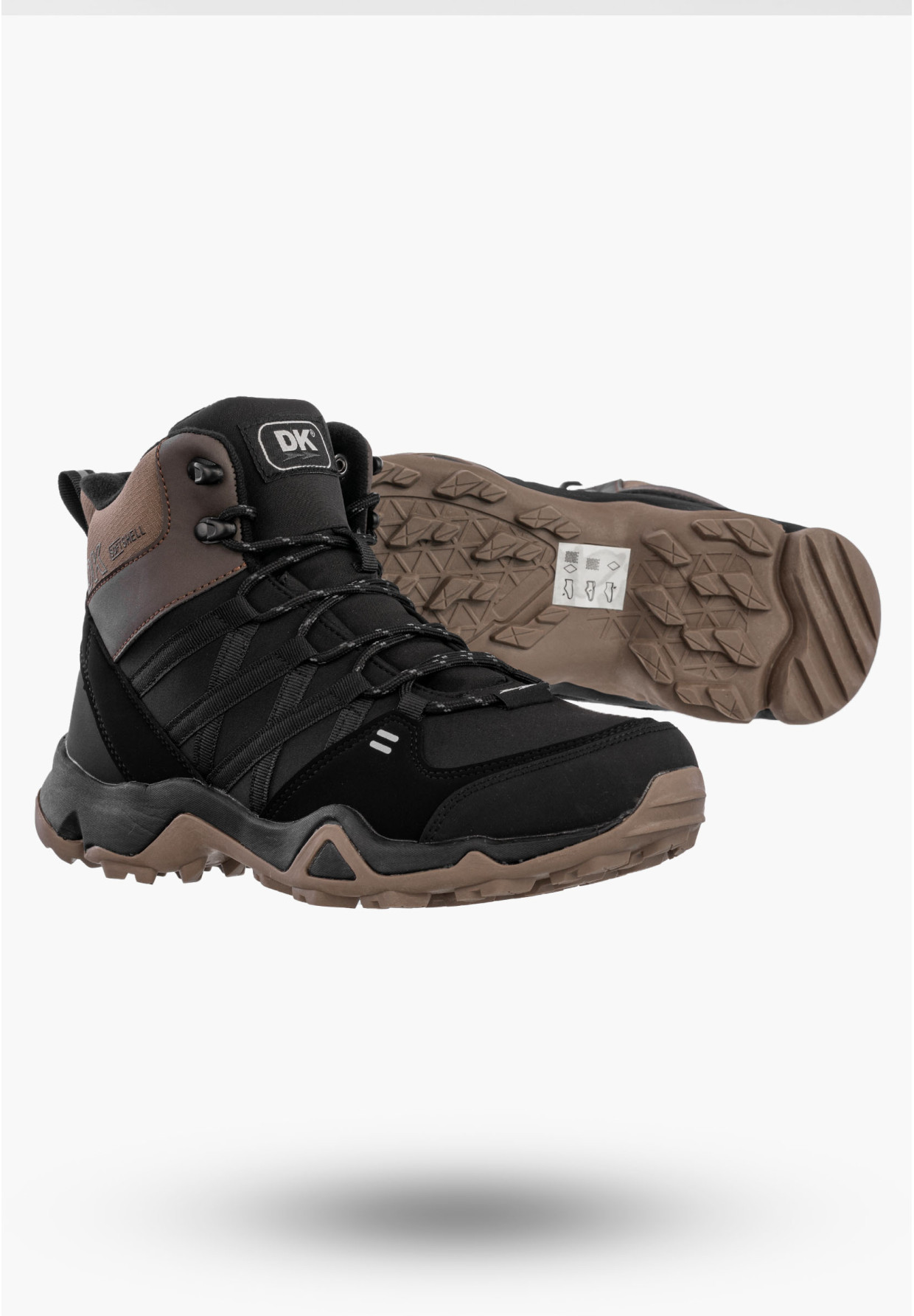 Buty Męskie Trekkingowe Sportowe SoftShell Wysokie Brązowe DK VB17782