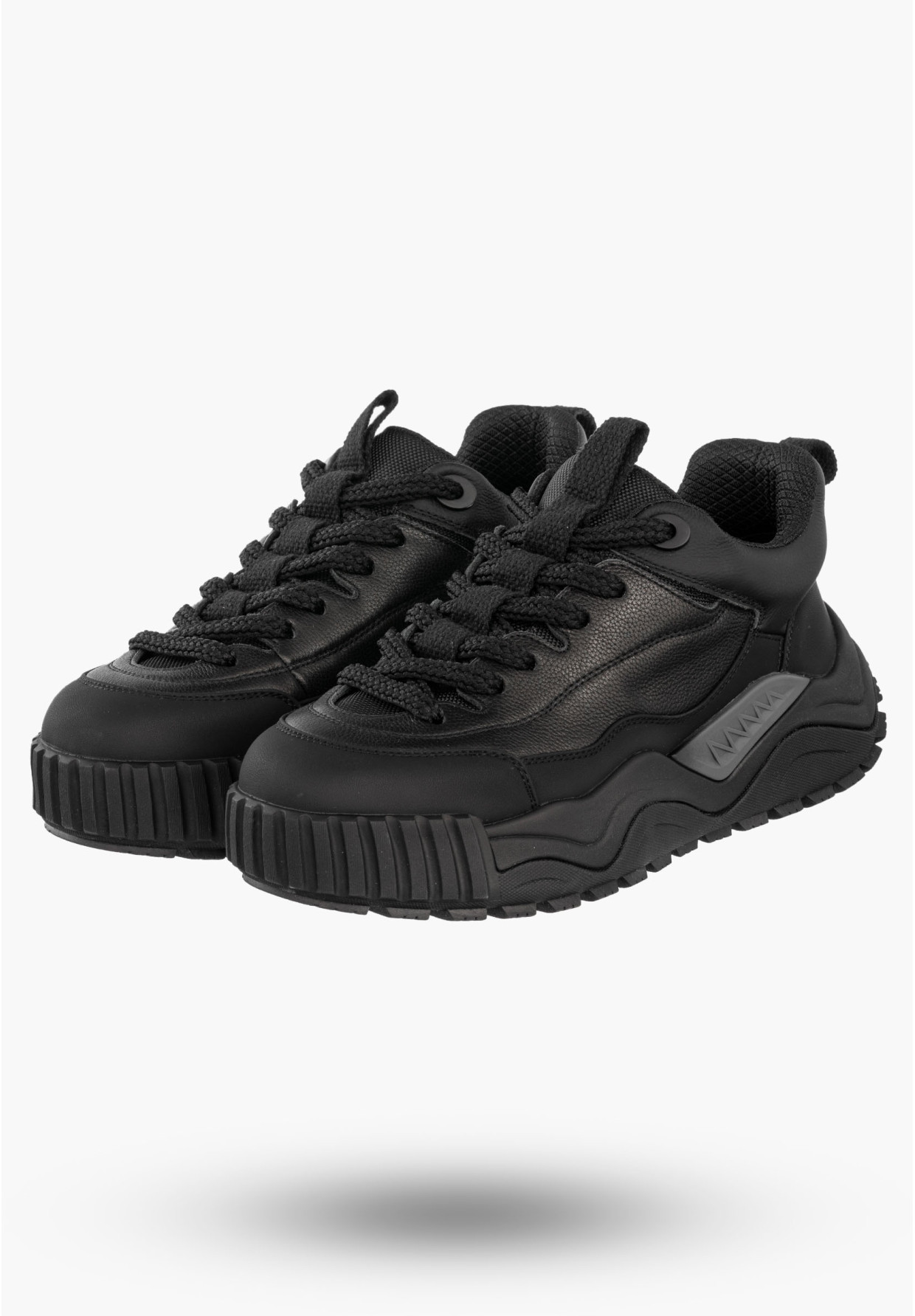 Sneakersy Męskie Skórzane John Doubare Buty Sportowe Półbuty Czarne RX70