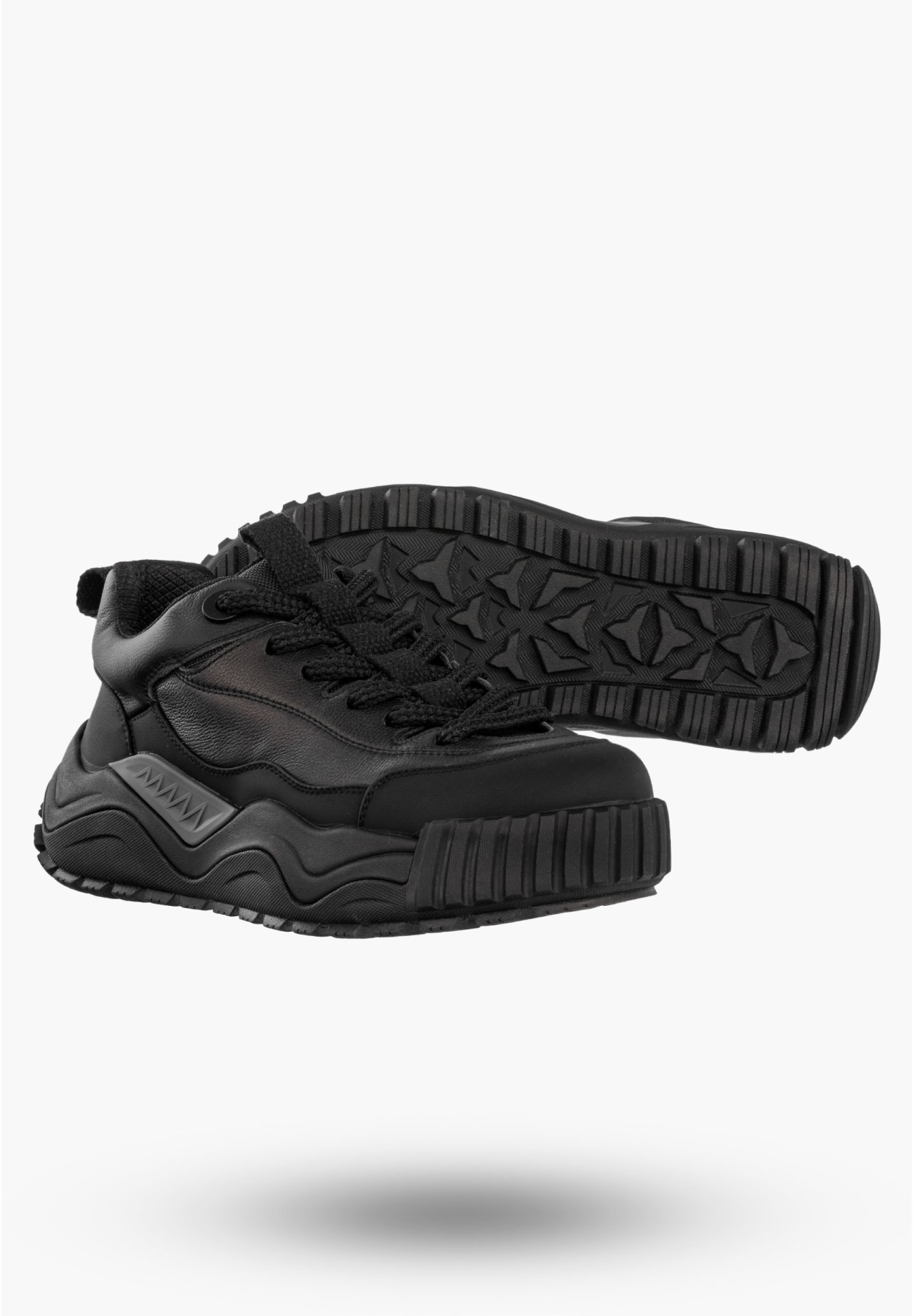 Sneakersy Męskie Skórzane John Doubare Buty Sportowe Półbuty Czarne RX70
