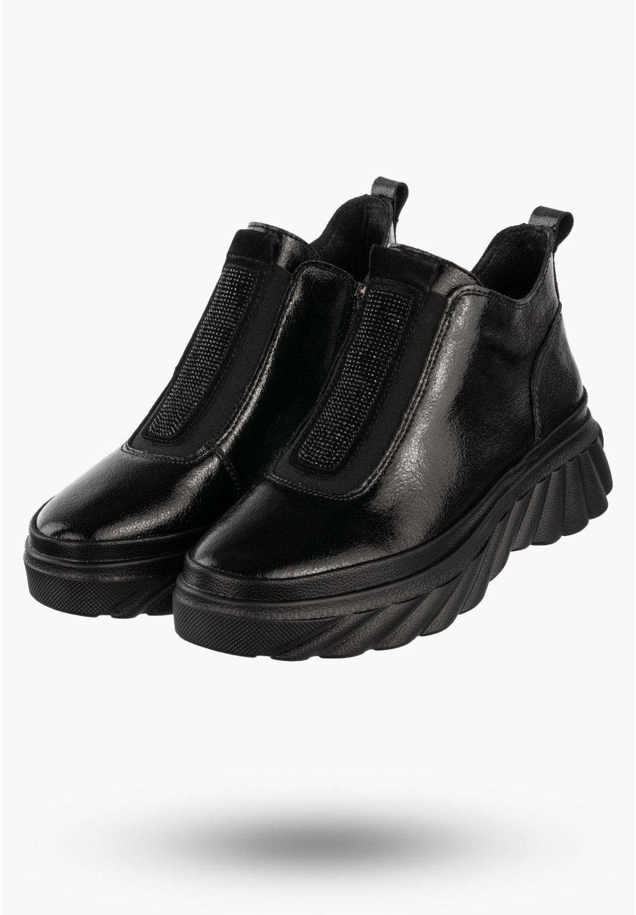 Botki Damskie Skórzane Buty Na Platformie Ocieplane Na Zimę Czarne Filippo DBT7426/25BK