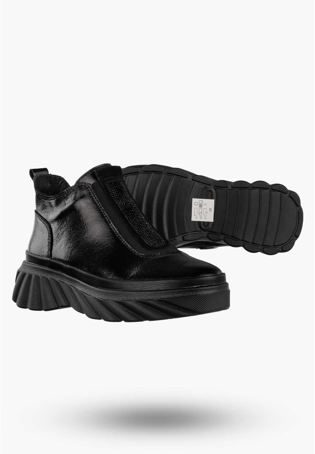Botki Damskie Skórzane Buty Na Platformie Ocieplane Na Zimę Czarne Filippo DBT7426/25BK