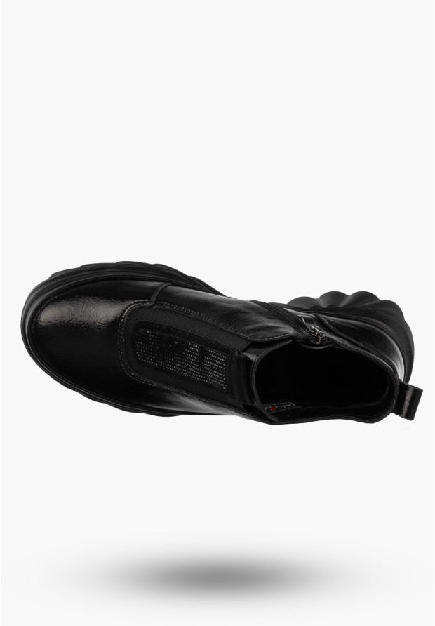 Botki Damskie Skórzane Buty Na Platformie Ocieplane Na Zimę Czarne Filippo DBT7426/25BK
