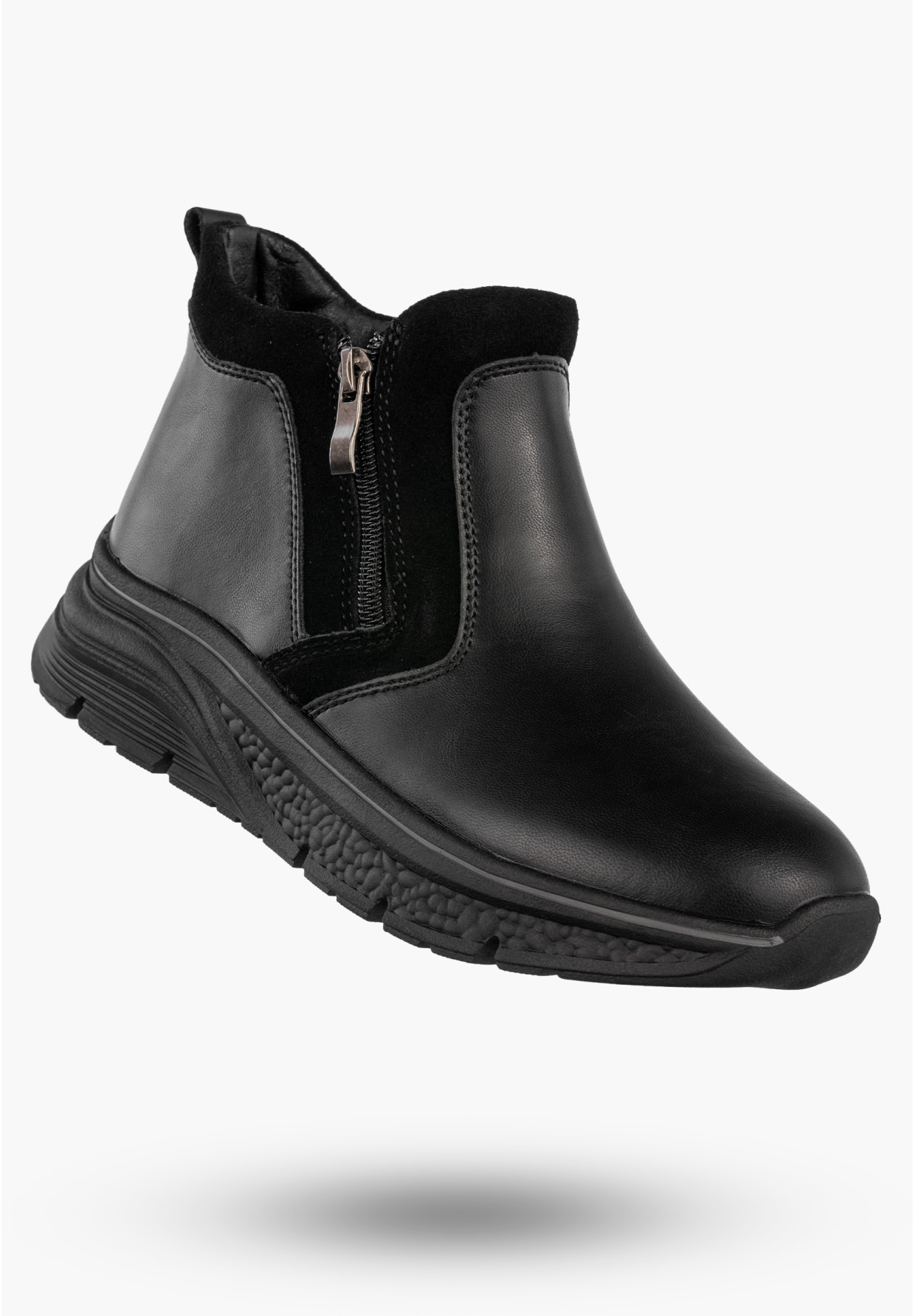 Botki Damskie Skórzane Buty Na Platformie Ocieplane Na Zimę Czarne Filippo DBT7292/25BK