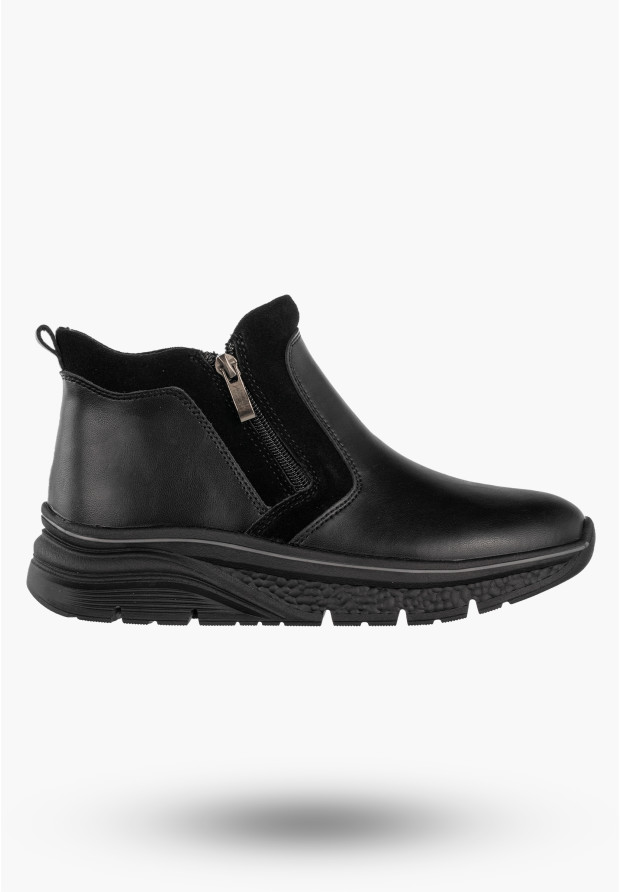 Botki Damskie Skórzane Buty Na Platformie Ocieplane Na Zimę Czarne Filippo DBT7292/25BK