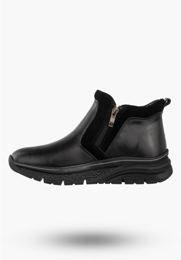 Botki Damskie Skórzane Buty Na Platformie Ocieplane Na Zimę Czarne Filippo DBT7292/25BK