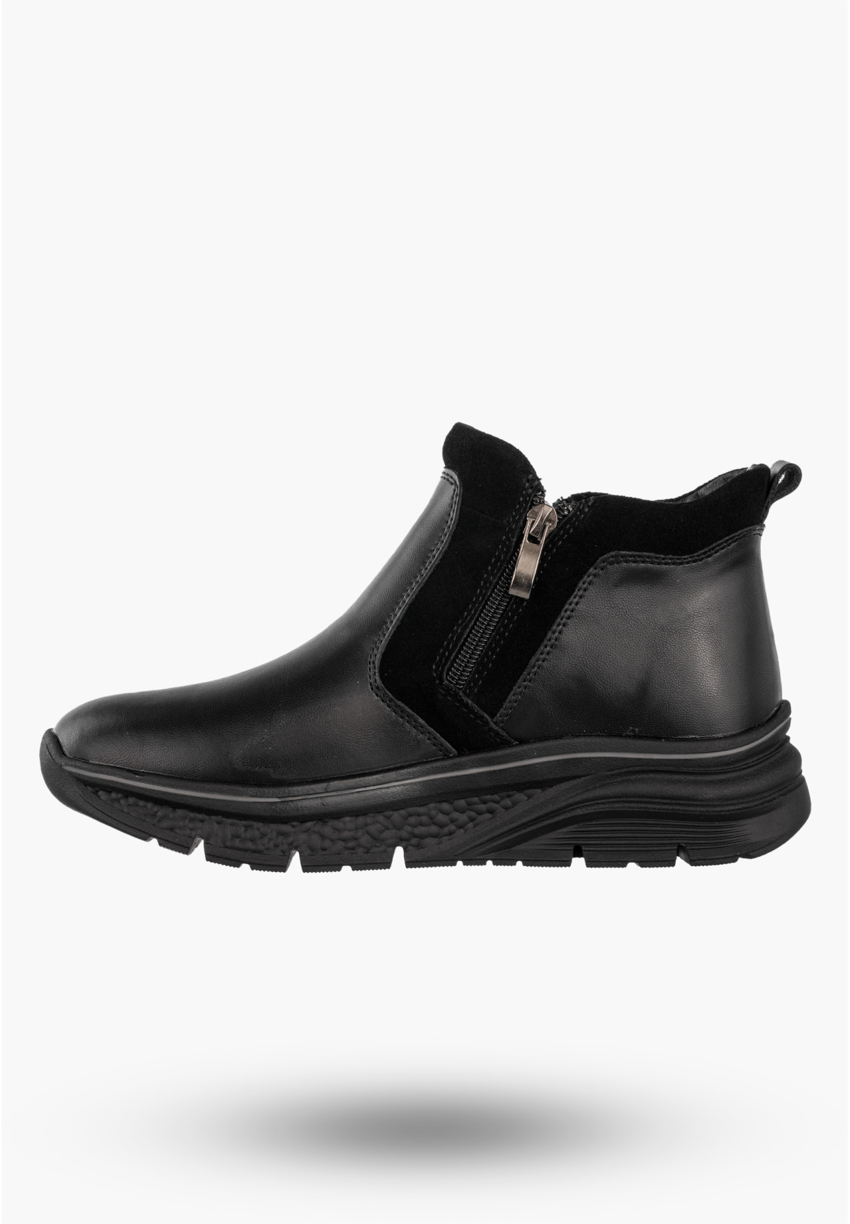 Botki Damskie Skórzane Buty Na Platformie Ocieplane Na Zimę Czarne Filippo DBT7292/25BK