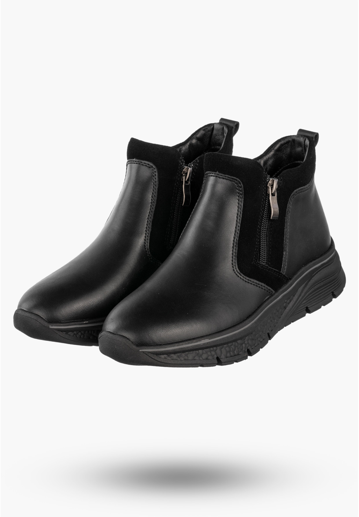 Botki Damskie Skórzane Buty Na Platformie Ocieplane Na Zimę Czarne Filippo DBT7292/25BK