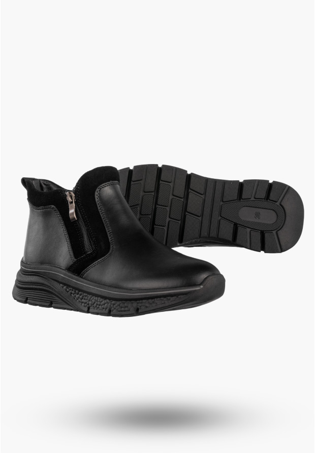 Botki Damskie Skórzane Buty Na Platformie Ocieplane Na Zimę Czarne Filippo DBT7292/25BK