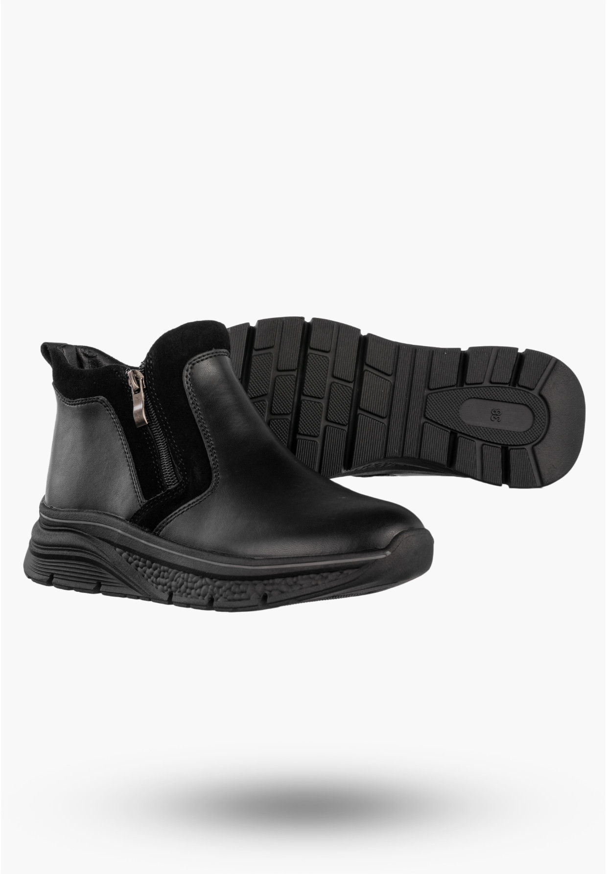 Botki Damskie Skórzane Buty Na Platformie Ocieplane Na Zimę Czarne Filippo DBT7292/25BK