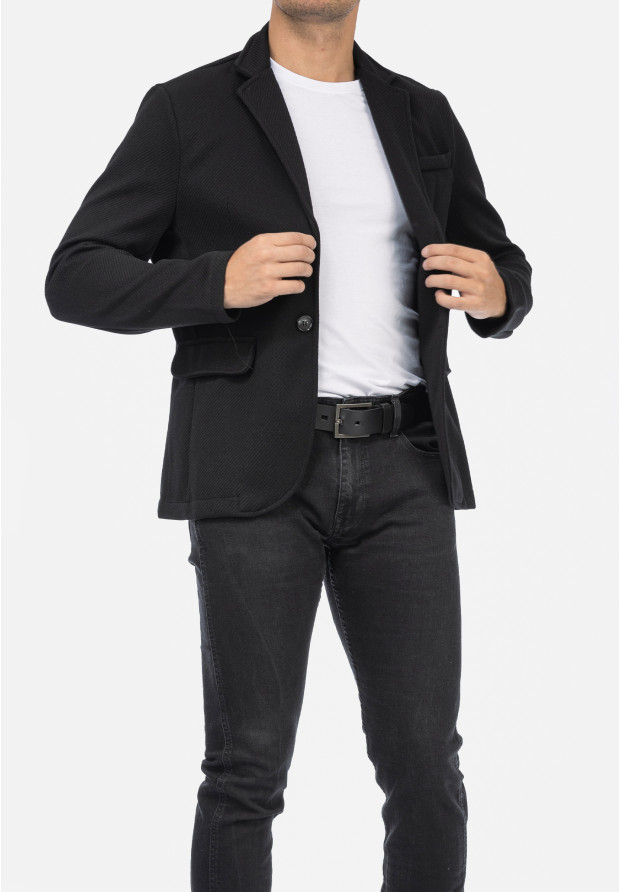 Marynarka Męska Casual Elegancka Klasyczna Czarna 6587
