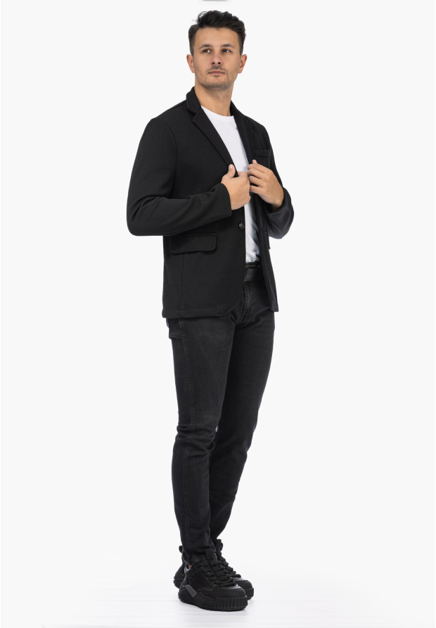 Marynarka Męska Casual Elegancka Klasyczna Czarna 6587