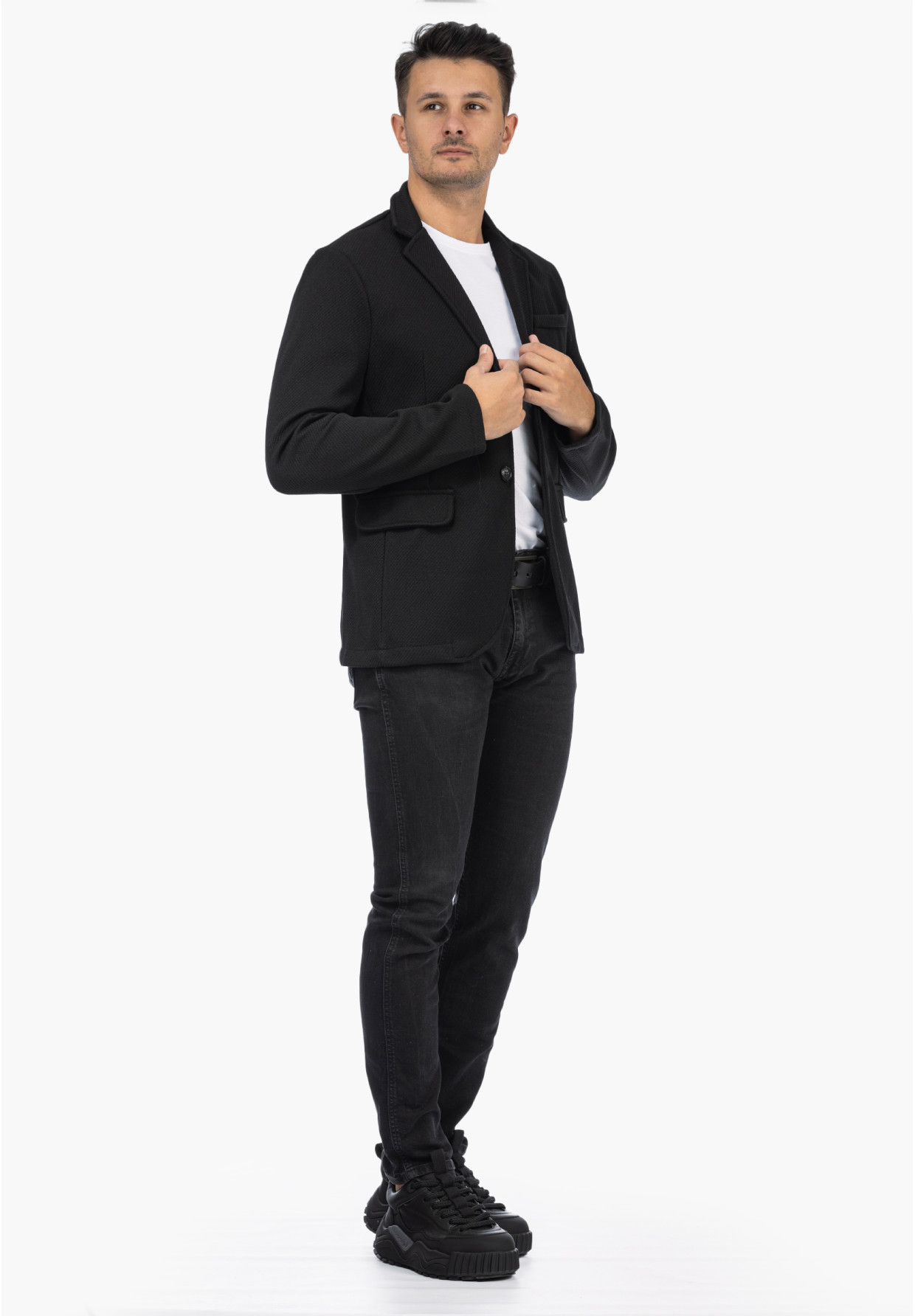 Marynarka Męska Casual Elegancka Klasyczna Czarna 6587