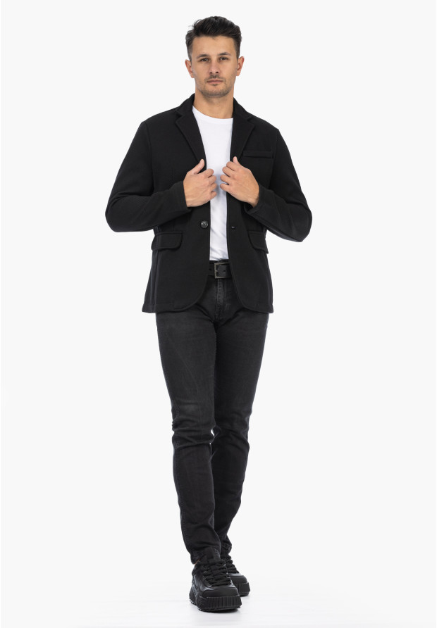 Marynarka Męska Casual Elegancka Klasyczna Czarna 6587
