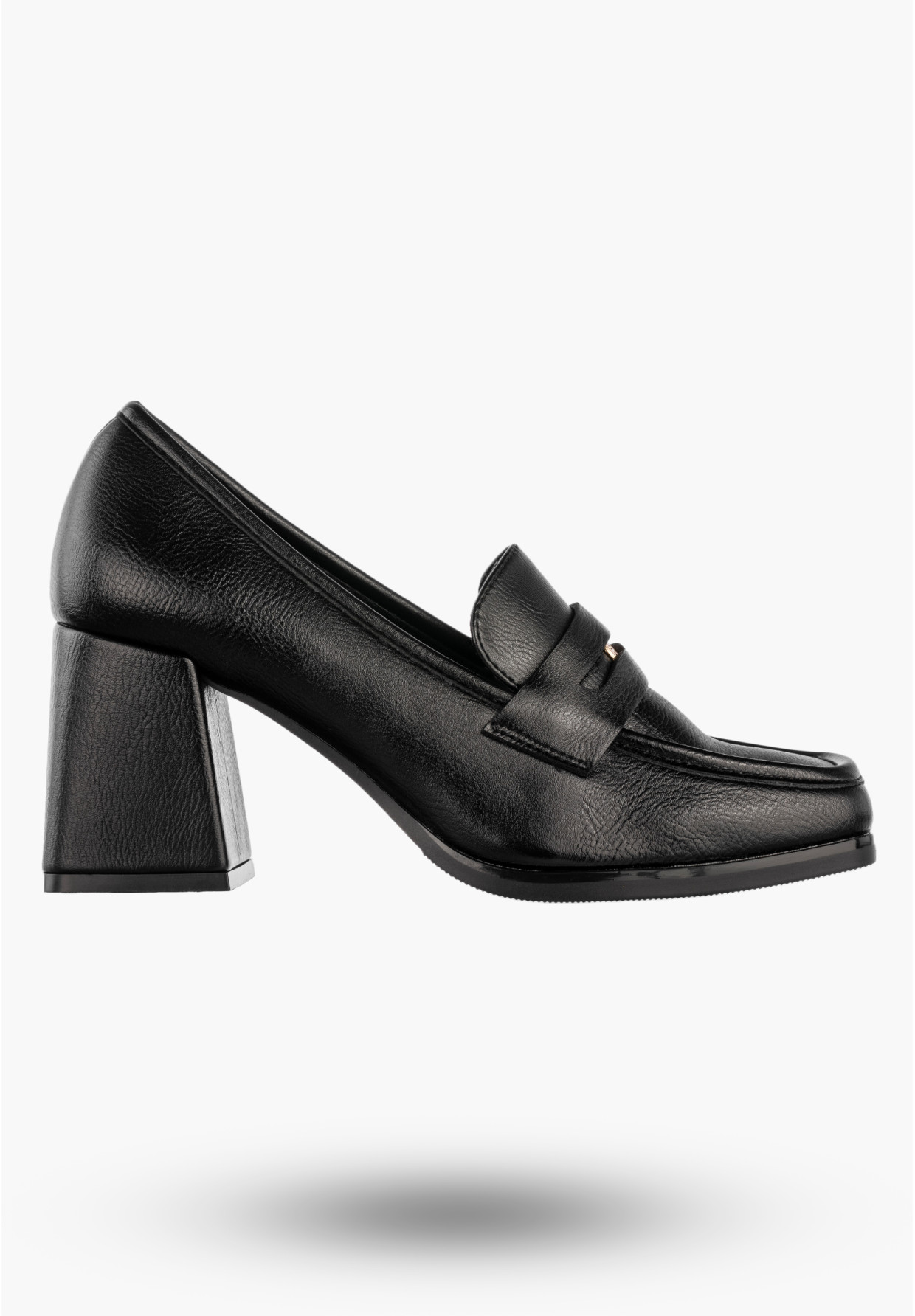 Mokasyny Damskie Ekoskóra Buty Na Obcasie Eleganckie Czarne Potocki 25-12710BK