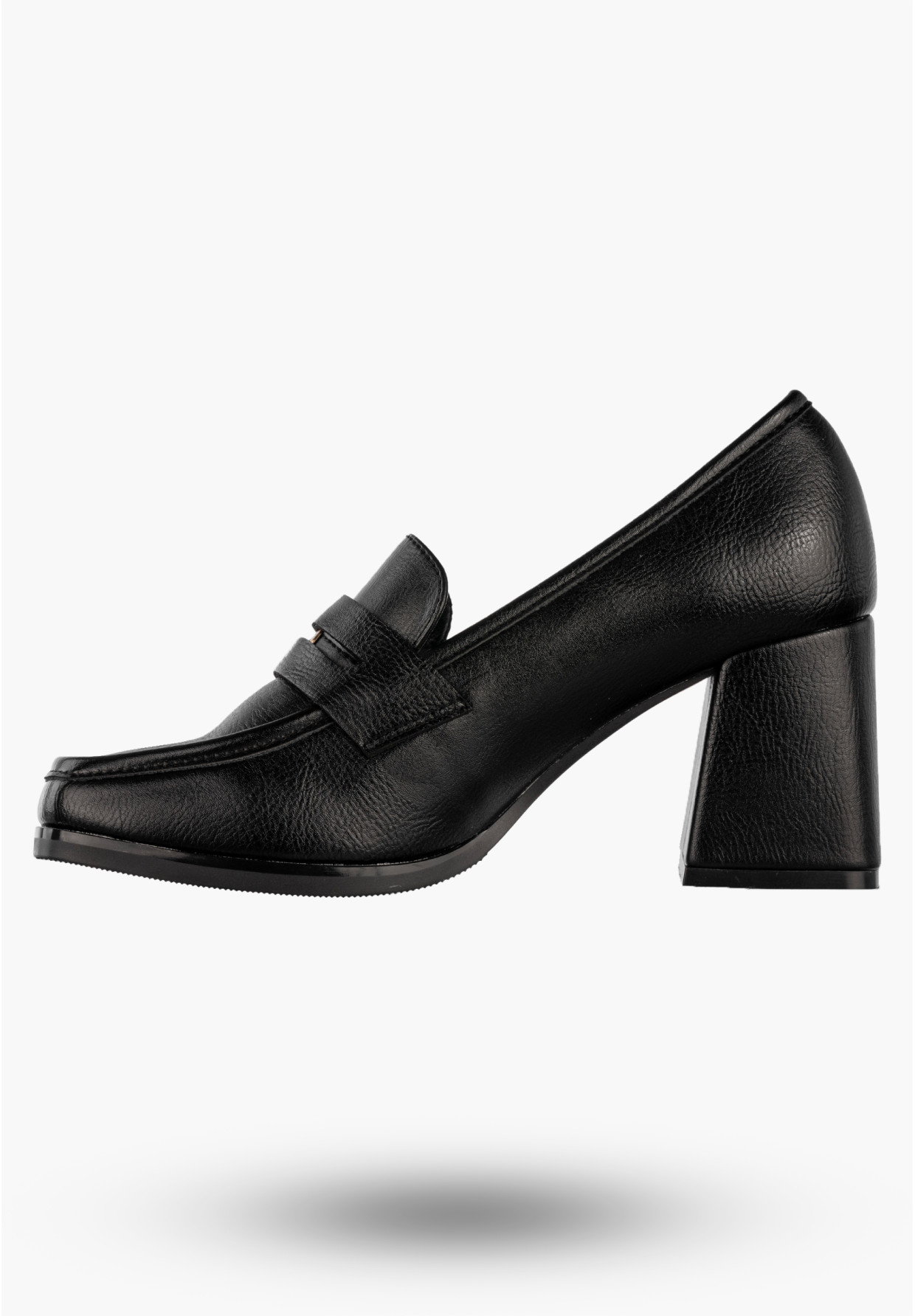 Mokasyny Damskie Ekoskóra Buty Na Obcasie Eleganckie Czarne Potocki 25-12710BK