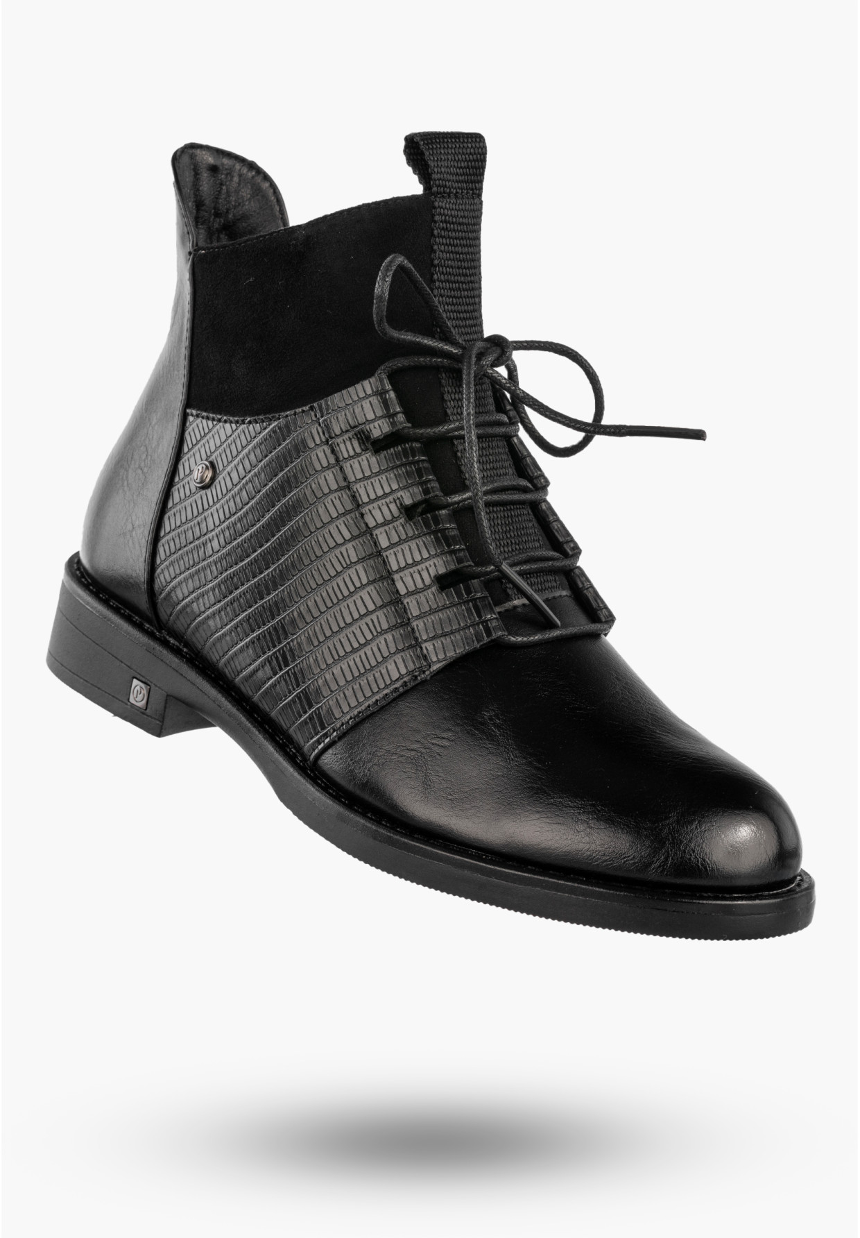 Trzewiki Damskie Buty Na Zamek Ocieplane Botki Zimowe Czarne Potocki 25-12688BK