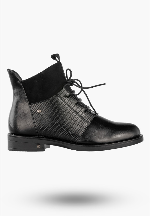 Trzewiki Damskie Buty Na Zamek Ocieplane Botki Zimowe Czarne Potocki 25-12688BK