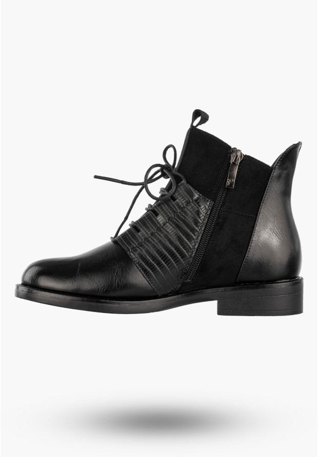 Trzewiki Damskie Buty Na Zamek Ocieplane Botki Zimowe Czarne Potocki 25-12688BK