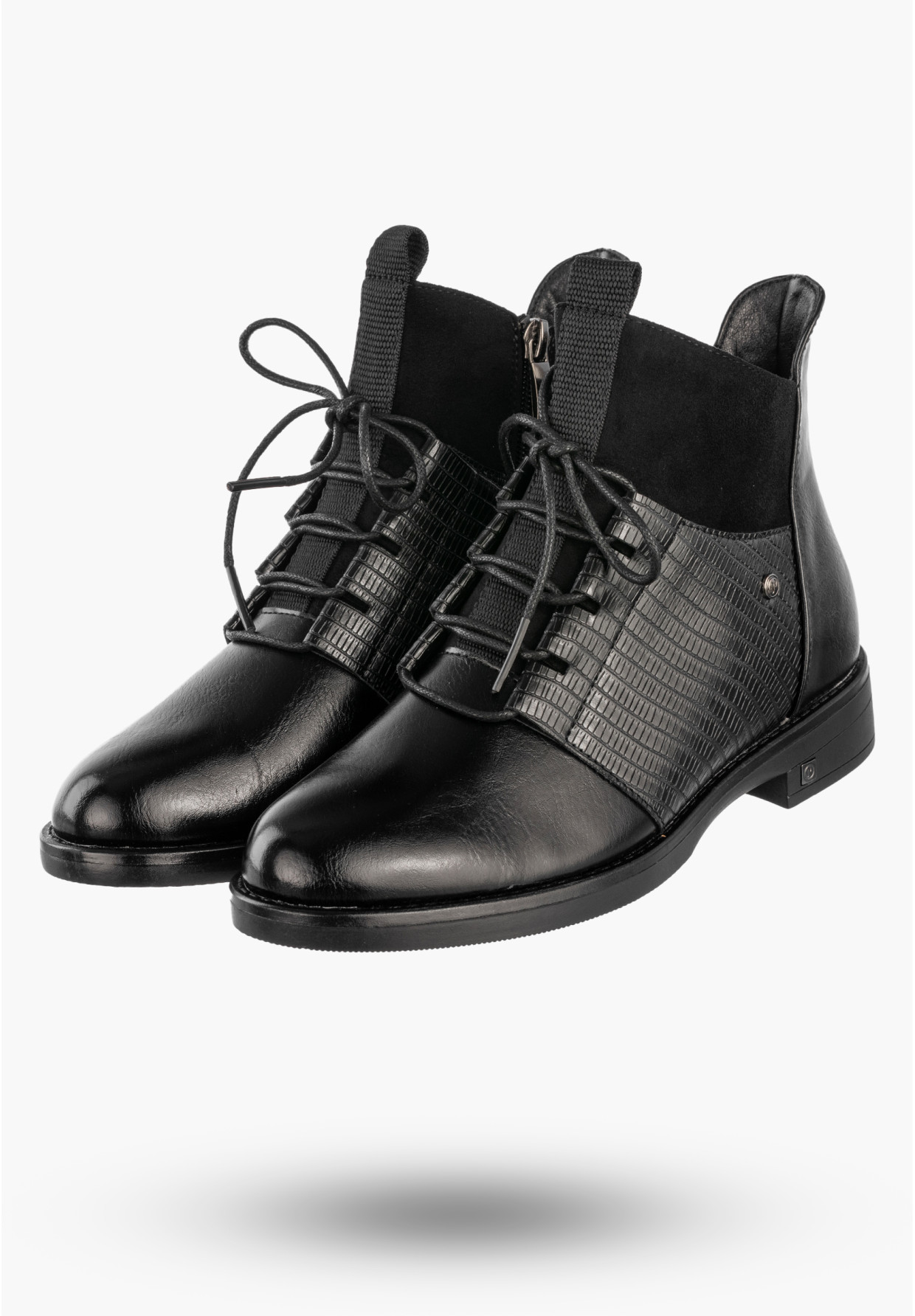 Trzewiki Damskie Buty Na Zamek Ocieplane Botki Zimowe Czarne Potocki 25-12688BK