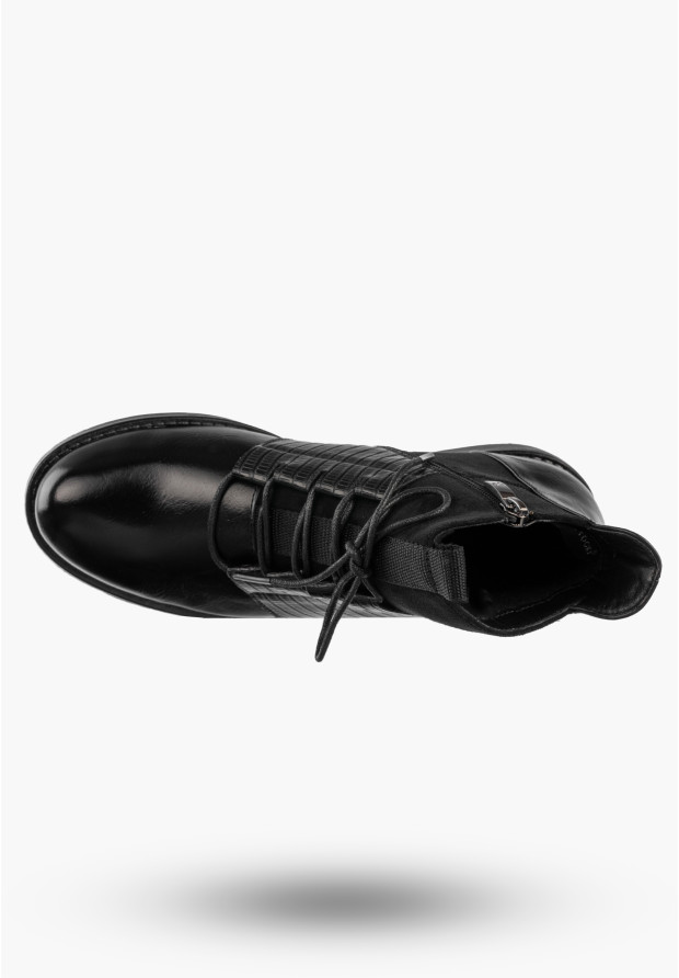 Trzewiki Damskie Buty Na Zamek Ocieplane Botki Zimowe Czarne Potocki 25-12688BK