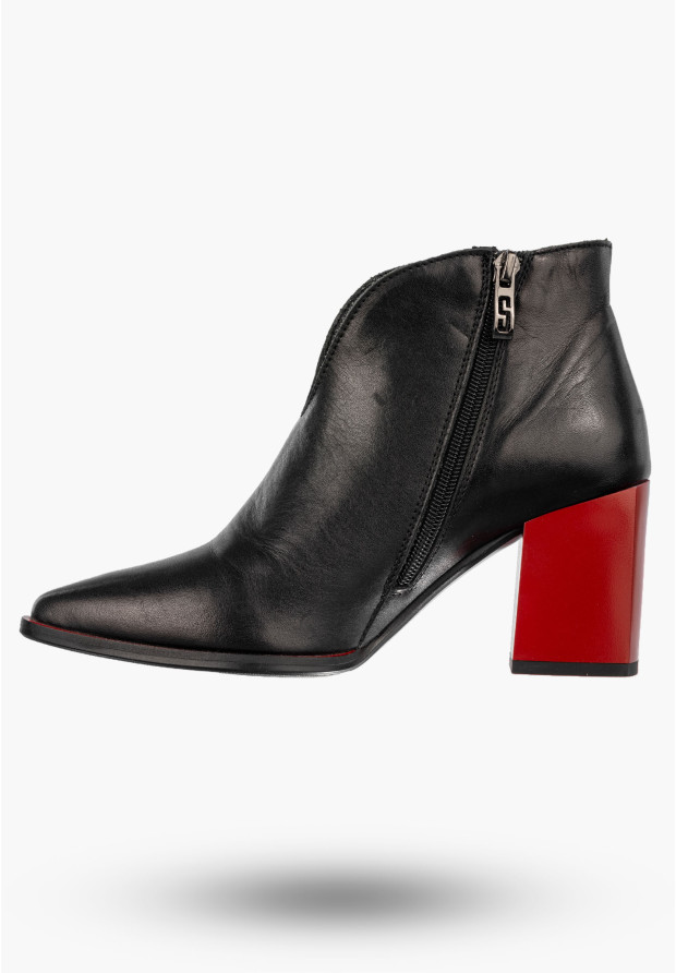 Botki Damskie Skórzane Eleganckie Buty Na Słupku Klasyczne Czarne Simen 2301A