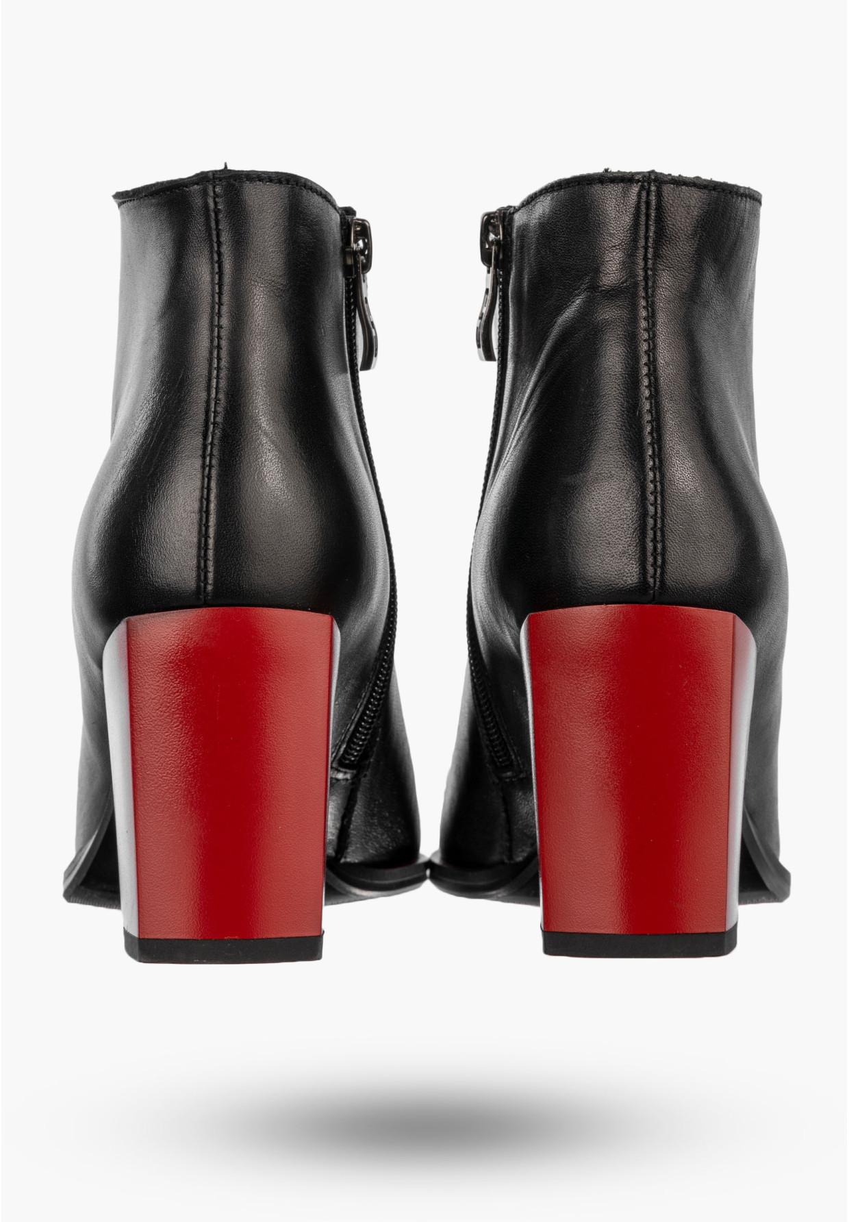 Botki Damskie Skórzane Eleganckie Buty Na Słupku Klasyczne Czarne Simen 2301A